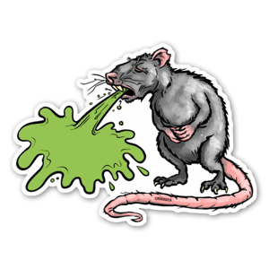 Slap it on something that you think could make a rat puke. Fill in the blank barf area (sharpie not included). Enjoy the laughs.