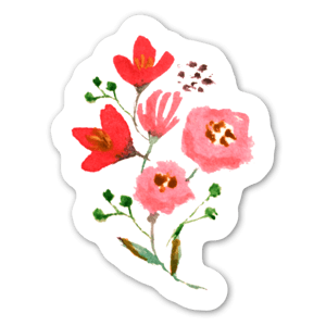 A watercolor bunch of flowers.