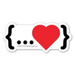 The sticker that started it all! Based on the article from the American Express Technology Blog, it's a fun geek-based pun.

Read all about it at https://americanexpress.io/spread-love/