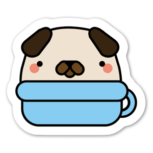 A cute small dog sitting in a teacup.