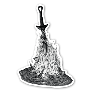 Original fan art ink drawing of the Dark Souls Bonfire