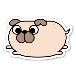 A bean shaped cartoon pug.