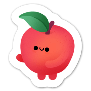 Red Cute apple coming in for a hug - sticker