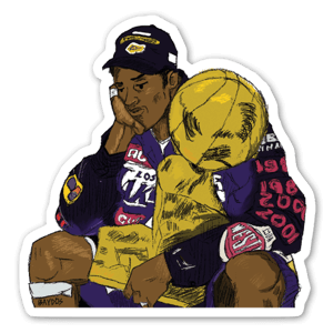 This is a tribute sticker to the late great Kobe Bryant. The sticker is a Photoshop drawing of a very serial moment for the Lakers and The Black Mamba. The sticker captures a king sitting on his thrown and appreciating all the blood, sweat and tries it took to get to that moment.


RIP KOBE BRYANT