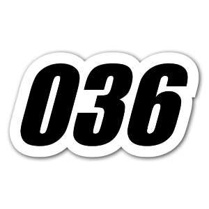 Sticker with the number 036