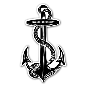A classic anchor with a rope as a sticker