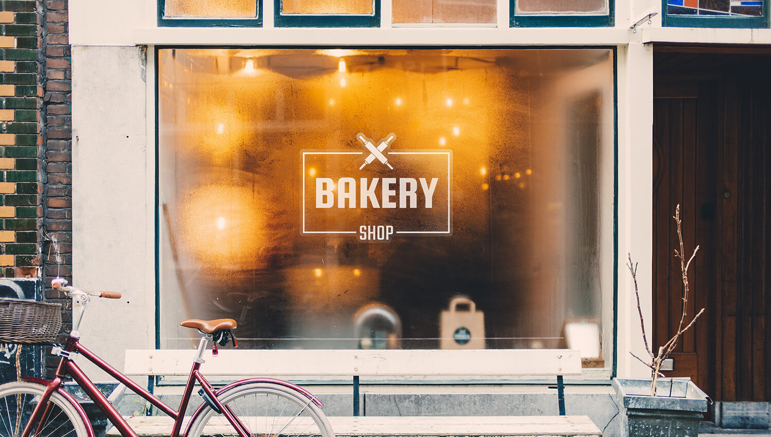 Window sticker for a bakery shop.