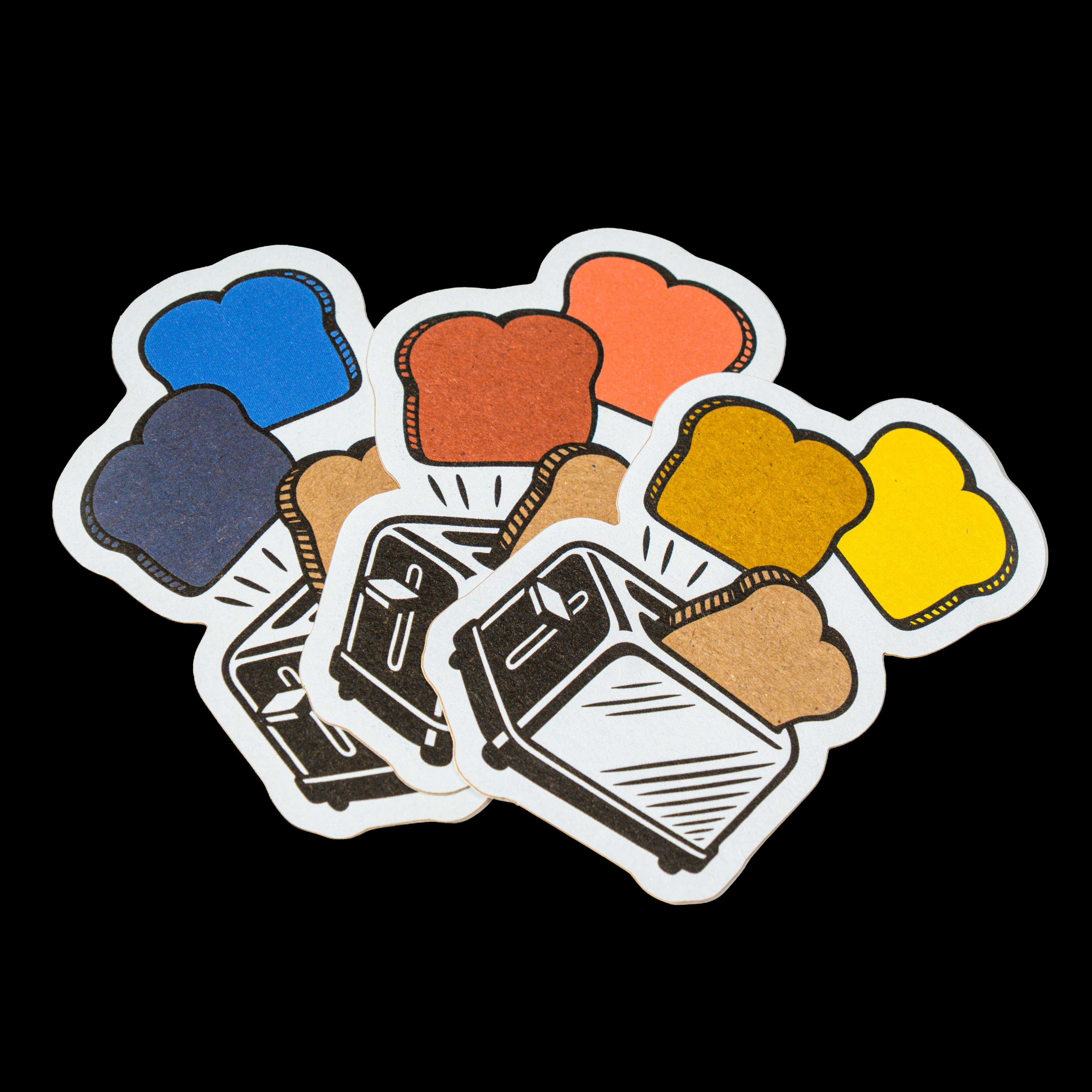 Kraft paper die-cut toaster stickers with colorful toast slices