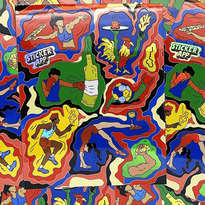 Pile of sticker sheets with custom cutlines.