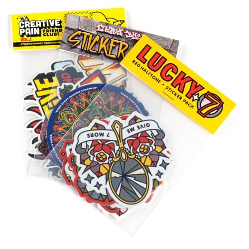 Three custom sticker pack with unique printed headercard