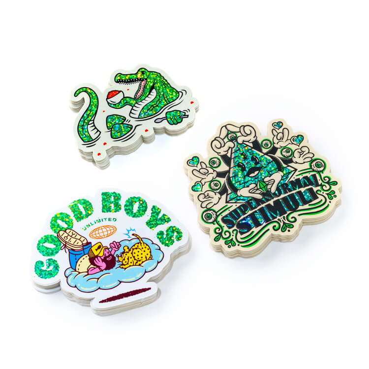 Glitter die-cut stickers made by StickerApp